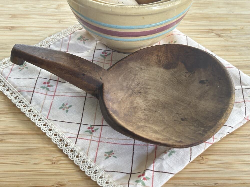Antique Hand Carved Wood Butter Paddle Dough Scoop Primitive Farmhouse Kitchen